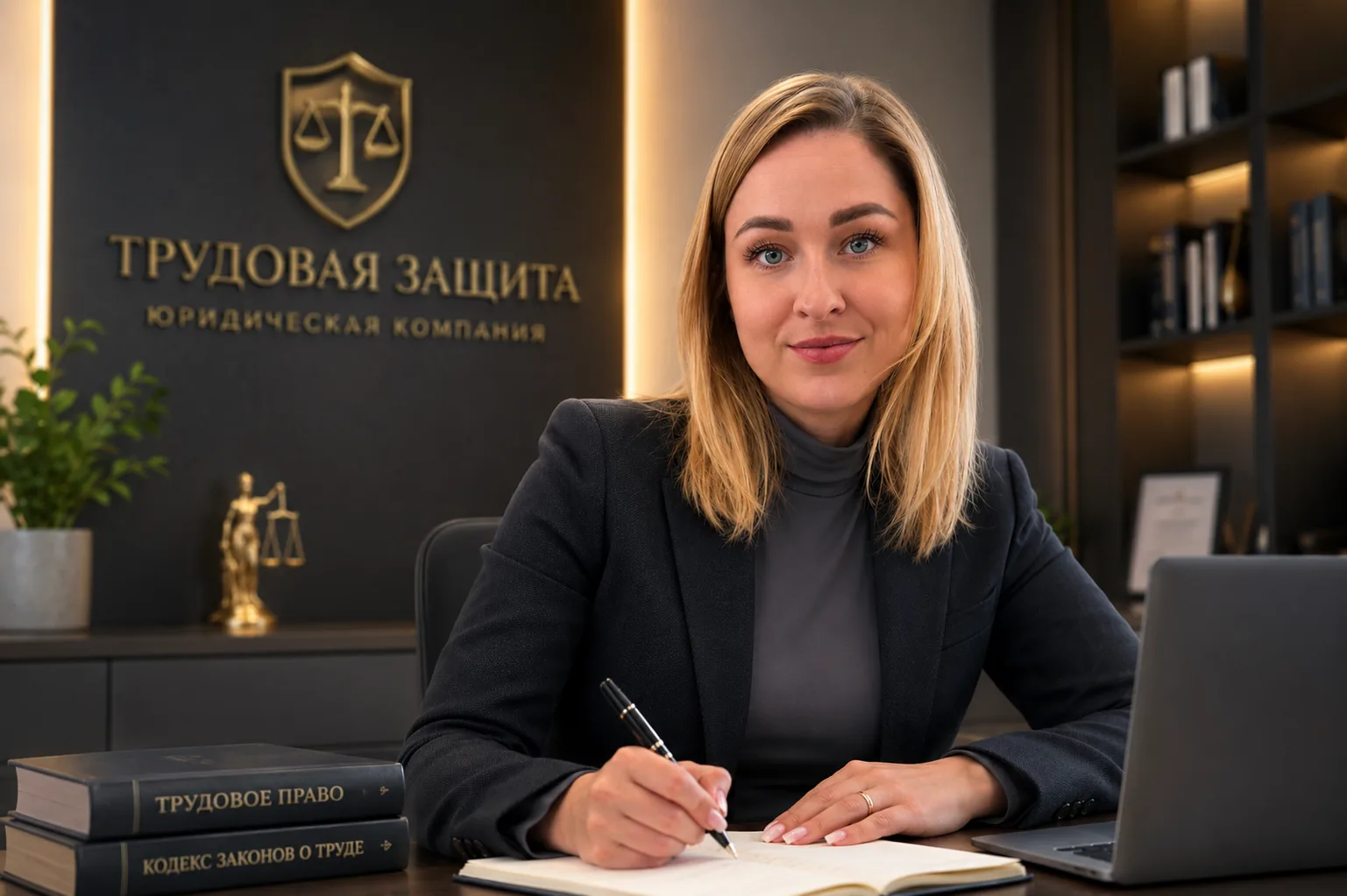 Юрист компании Трудовая Защита в современном офисе